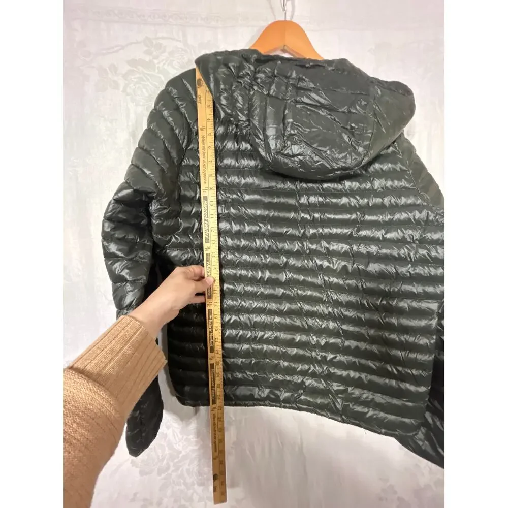 Abercrombie Fitch Jacket XL Full Zip Army Green Down Filled Quilted Hood Puffer - Picture 14 of 16